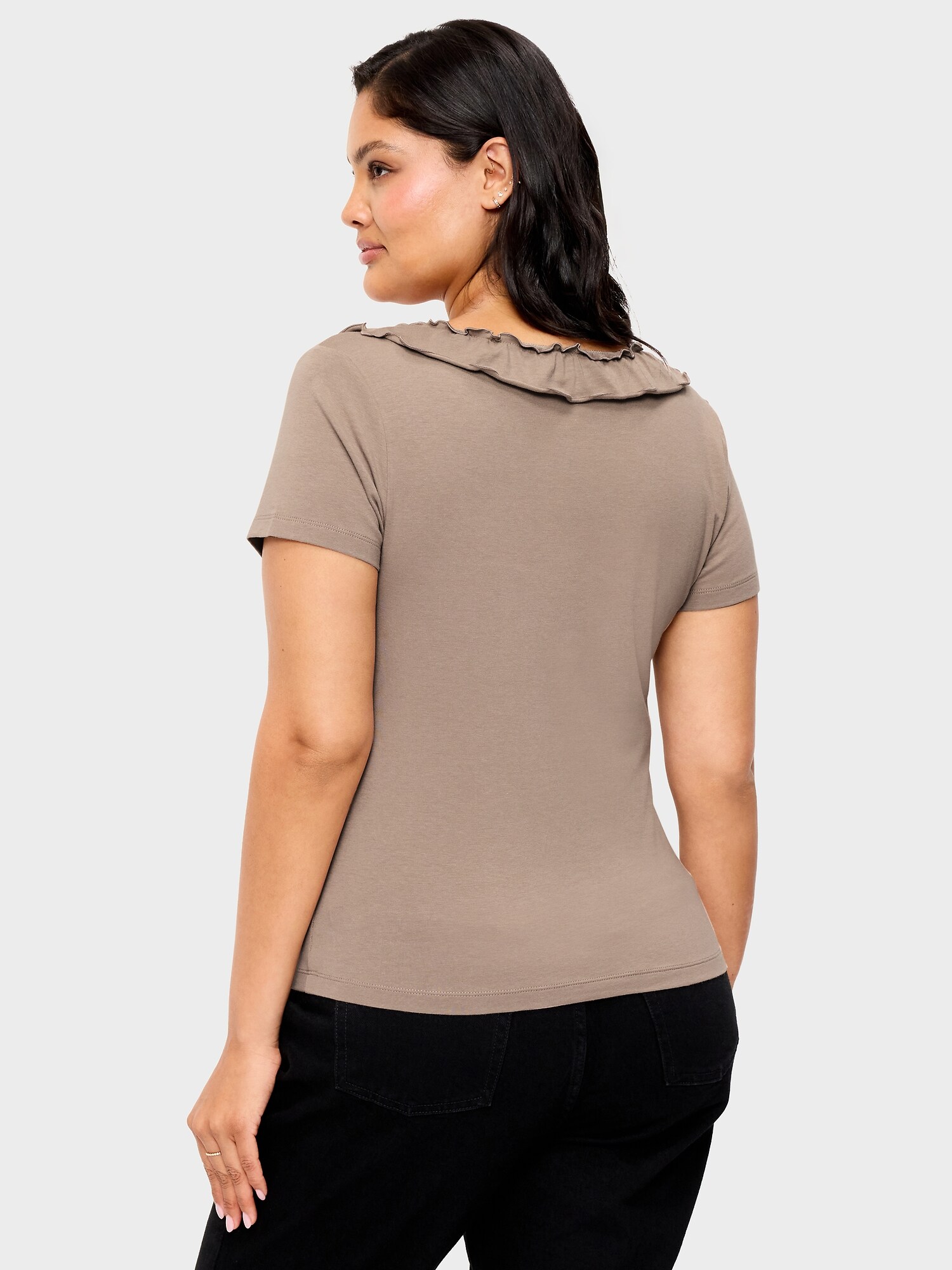 Lettuce-Edge Scoop-Neck Top