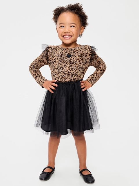 Long-Sleeve Fit and Flare Tutu Dress for Toddler Girls