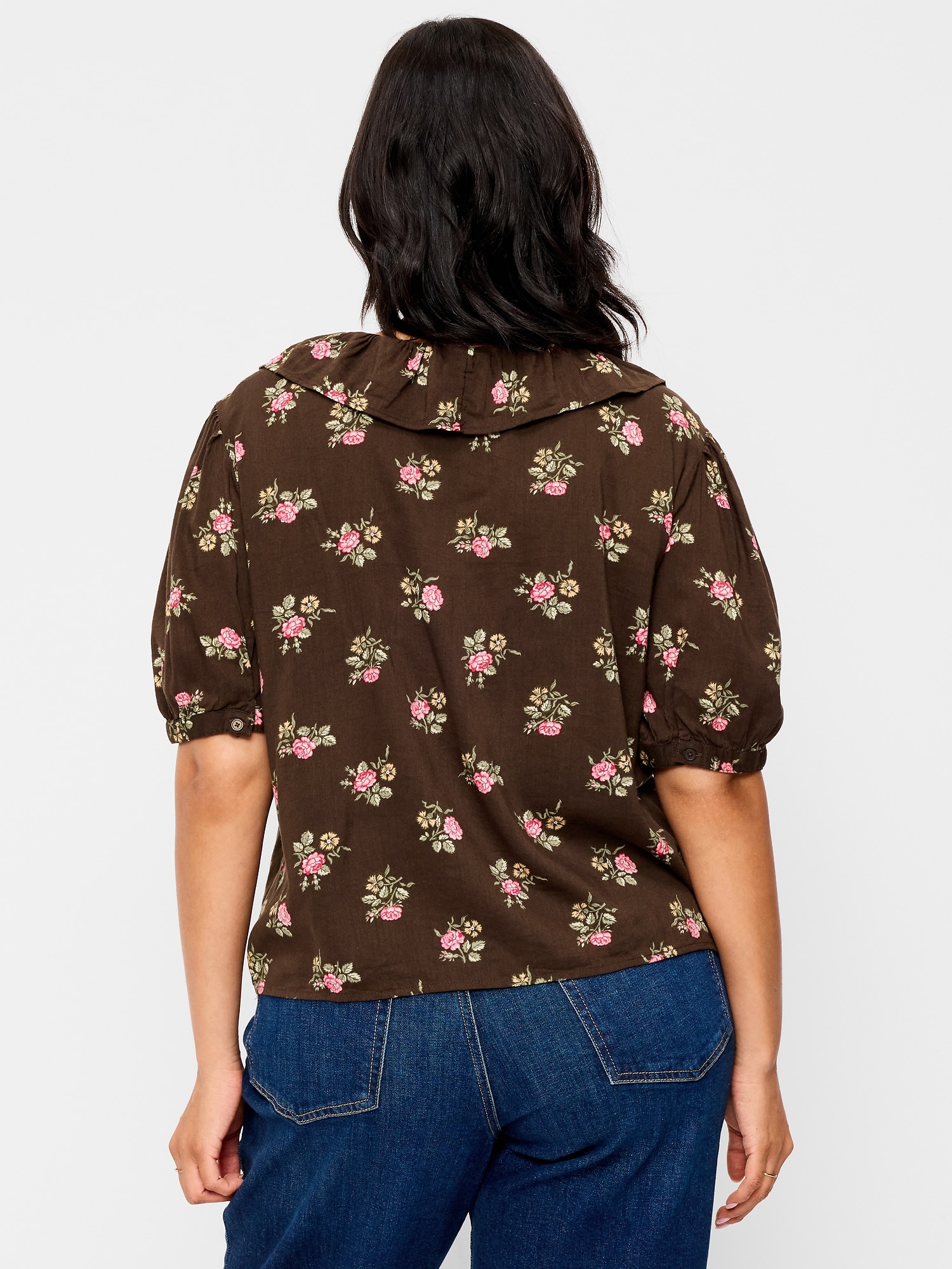Ruffle Collar Tie-Front Top