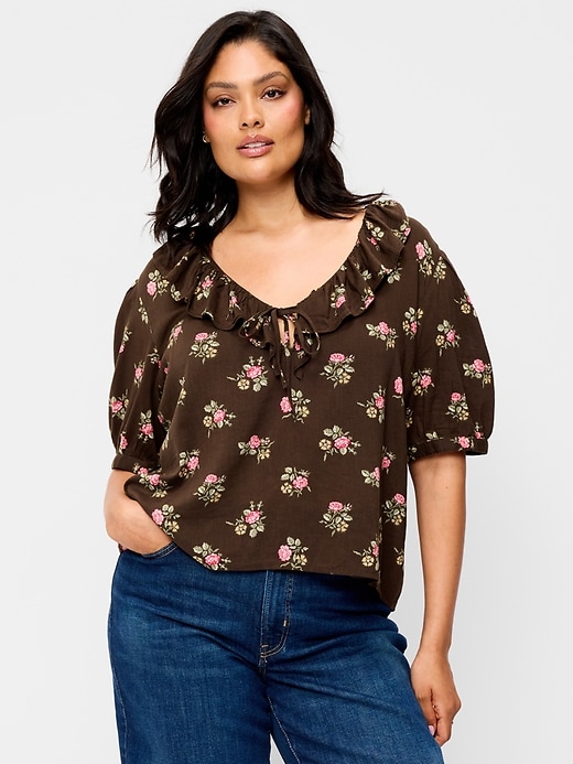 Image number 4 showing, Ruffle Collar Tie-Front Top