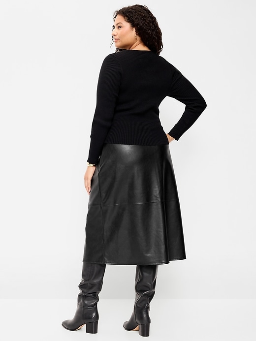 Image number 5 showing, Faux-Leather Pencil Midi Skirt