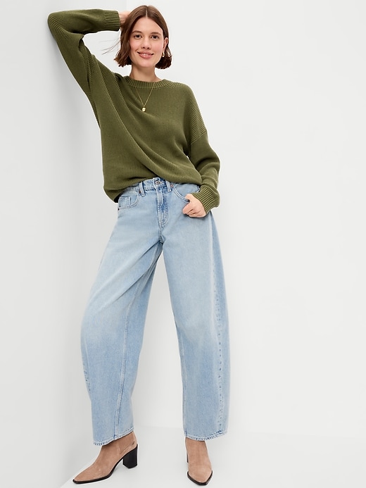 Image number 3 showing, Crew-Neck Shaker Stitch Tunic Sweater