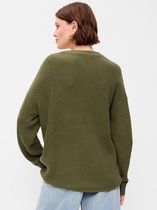 Image number 2 showing, Crew-Neck Shaker Stitch Tunic Sweater