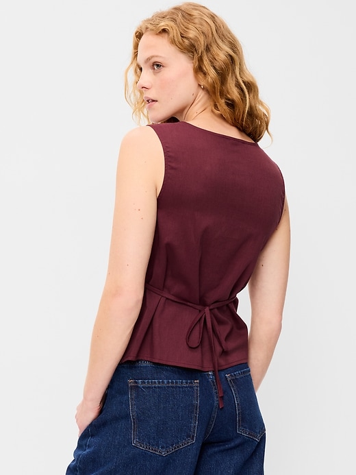 Image number 2 showing, Sleeveless V-Neck Tie-Back Top