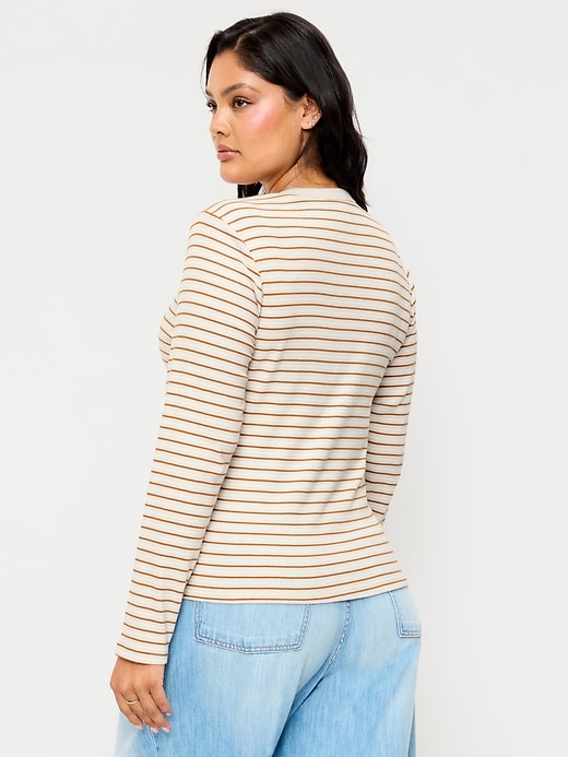 Snug Long-Sleeve Striped Ribbed T-Shirt | Old Navy