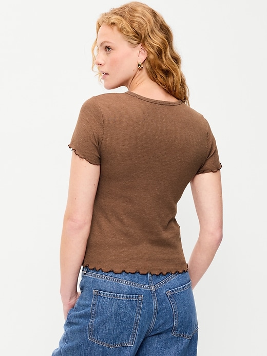 Image number 2 showing, Fitted Waffle-Knit Cropped T-Shirt