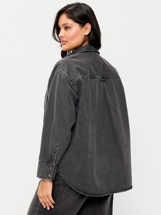 Image number 5 showing, Oversized Boyfriend Button-Down Jean Shirt