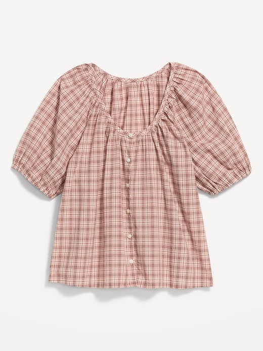 Image number 2 showing, Short-Sleeve Button-Front Plaid Top