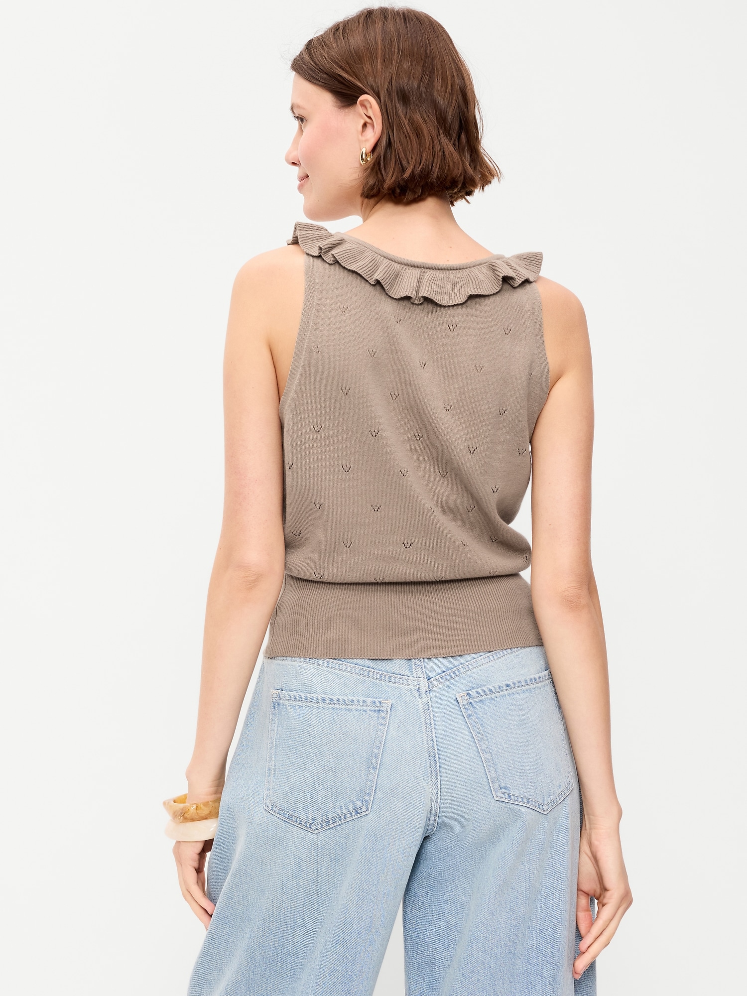 SoSoft Cotton Tie-Front Pointelle Tank Top