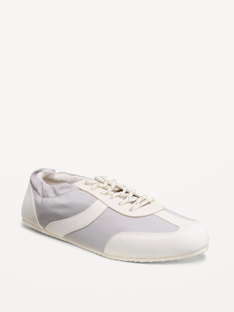Ruched Lace-Up Sneakers for Women