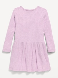 Image number 3 showing, Long-Sleeve Ribbed Heart Pocket Dress for Toddler Girls