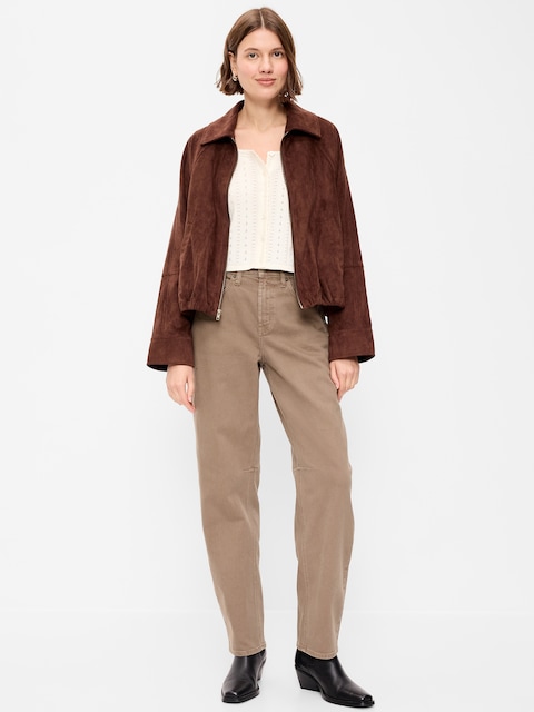 High-Waisted Baggy Barrel Jeans