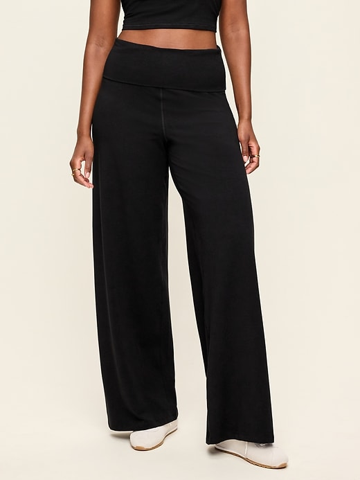 High-Waisted PowerChill Fold-Over Wide-Leg Pants | Old Navy