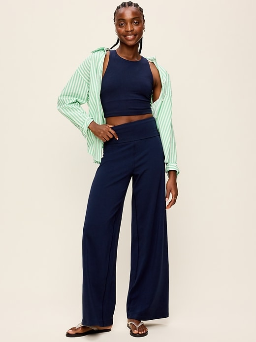 High-Waisted PowerChill Fold-Over Wide-Leg Pants | Old Navy