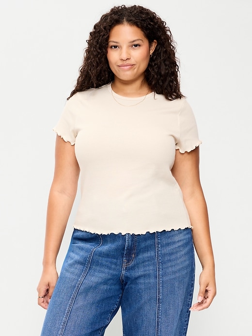 Image number 6 showing, Fitted Waffle-Knit Cropped T-Shirt