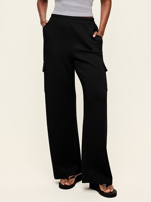 Image number 5 showing, High-Waisted Bounce Fleece Wide-Leg Cargo Sweatpants