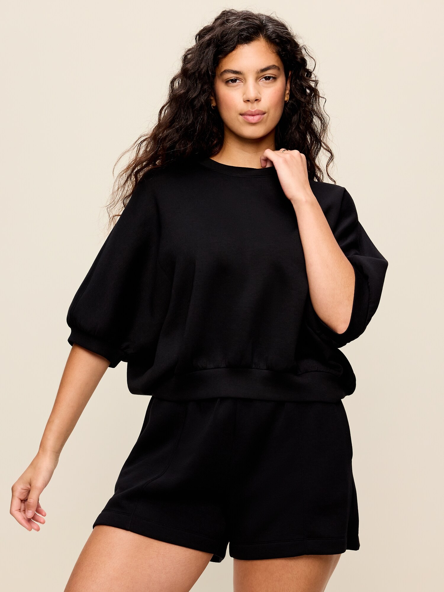 Женский топ Old Navy Bounce Fleece Dolman-Sleeve Top, цвет: Чёрный — фото 5