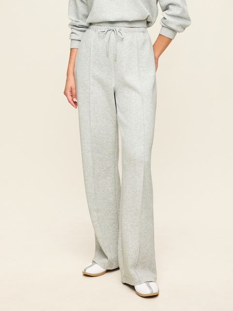 Mid-Rise Dynamic Fleece Textured Wide-Leg Sweatpants