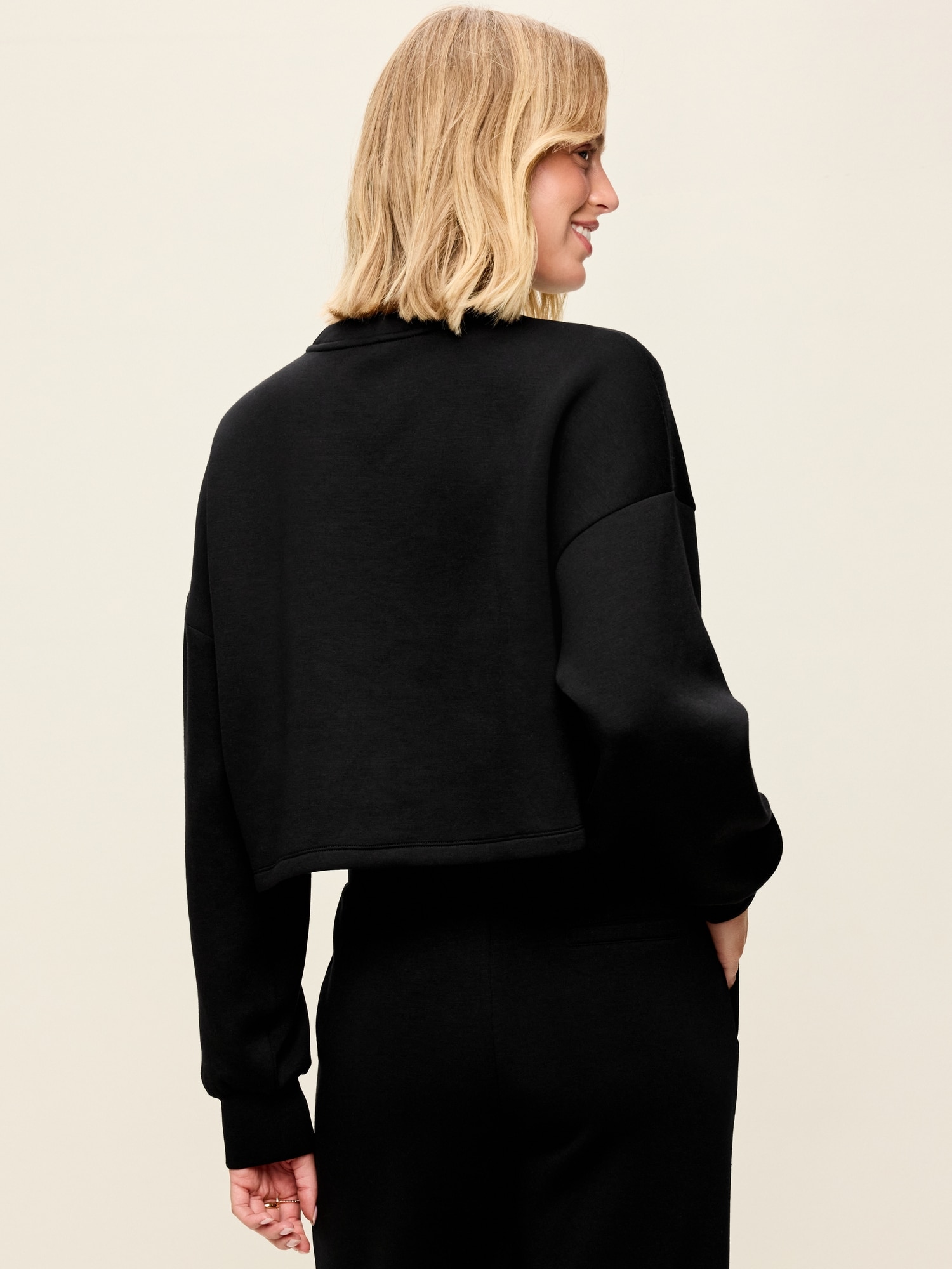 Bounce Fleece Crew-Neck Cropped Sweatshirt
