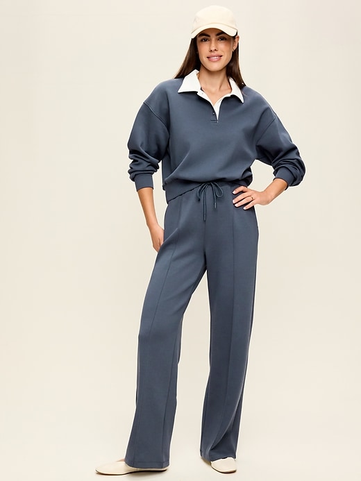 Image number 2 showing, Mid-Rise Dynamic Fleece Textured Wide-Leg Sweatpants