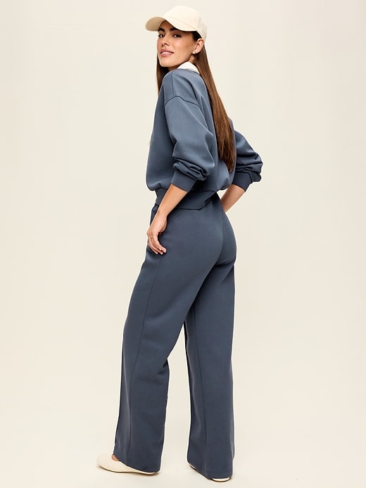 Image number 3 showing, Mid-Rise Dynamic Fleece Textured Wide-Leg Sweatpants