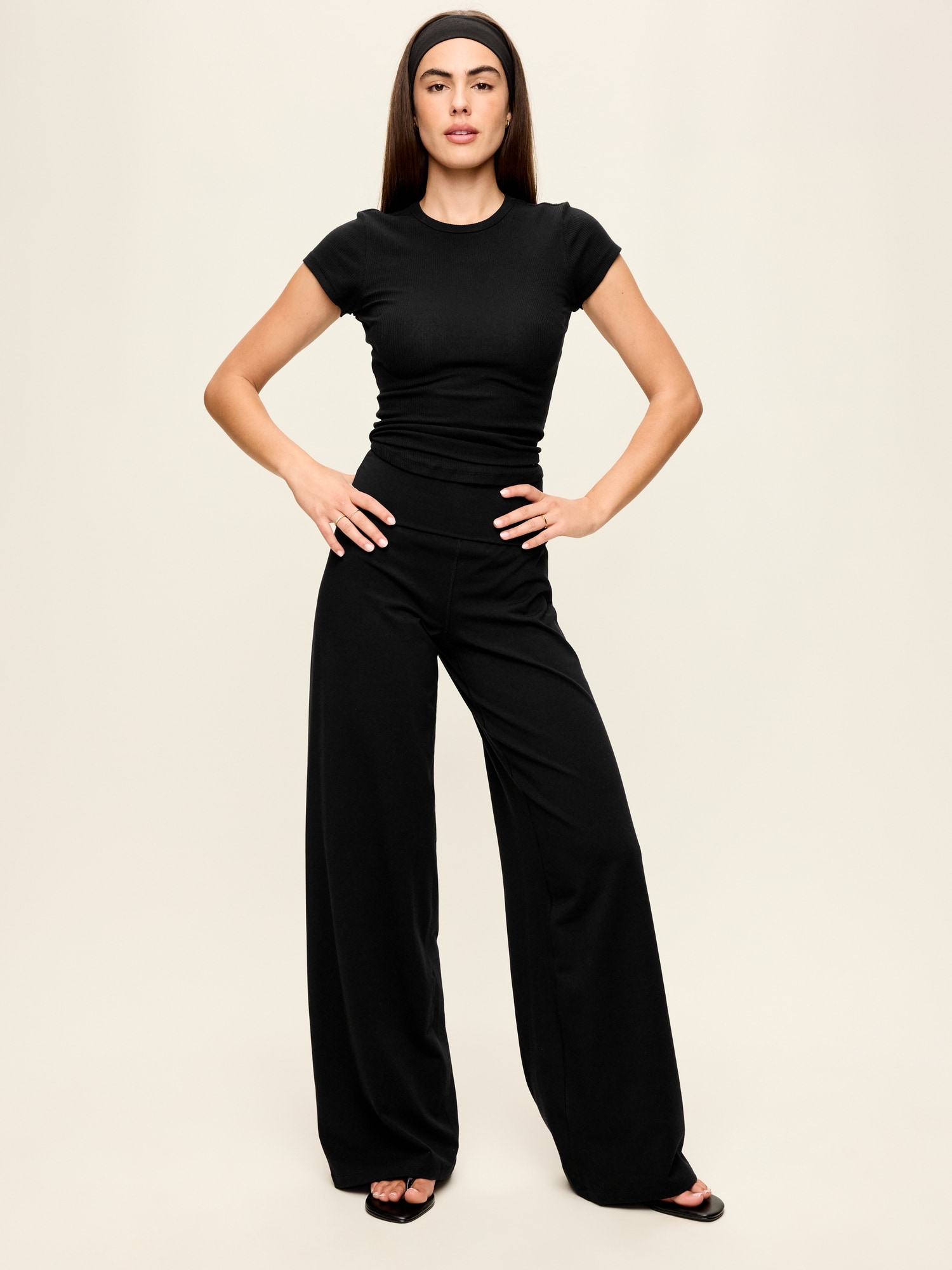 High-Waisted PowerChill Fold-Over Wide-Leg Pants