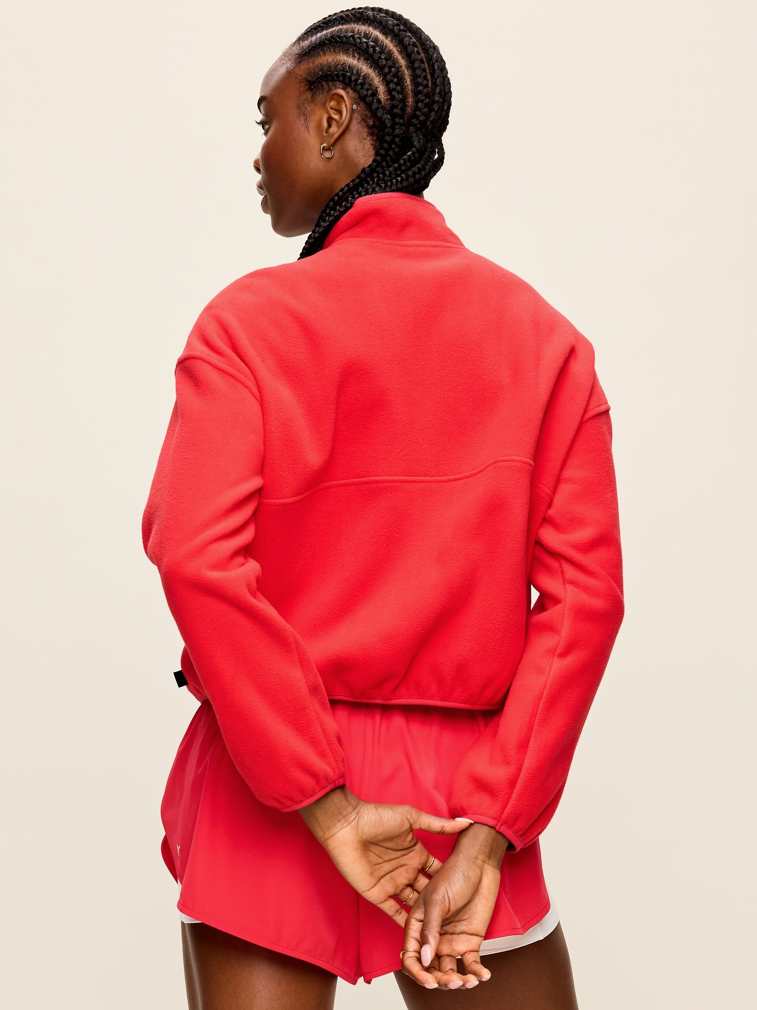 Oversized Half-Zip Cropped Fleece Sweatshirt