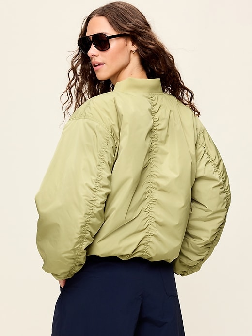 Image number 2 showing, Water-Resistant Oversized Bubble-Hem Zip Bomber Jacket