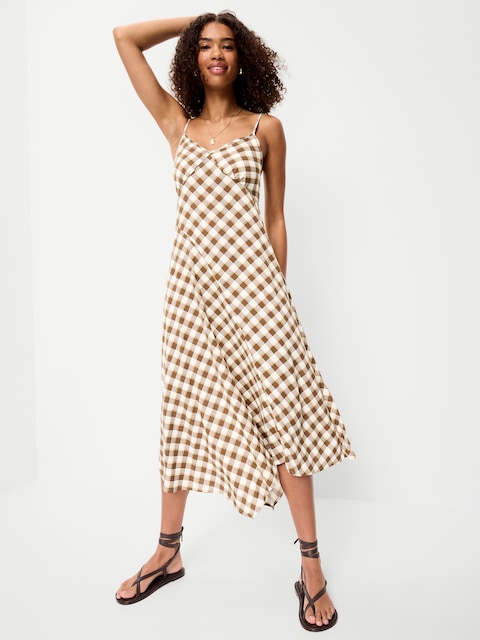 Fit & Flare Tie-Back Asymmetrical Midi Dress