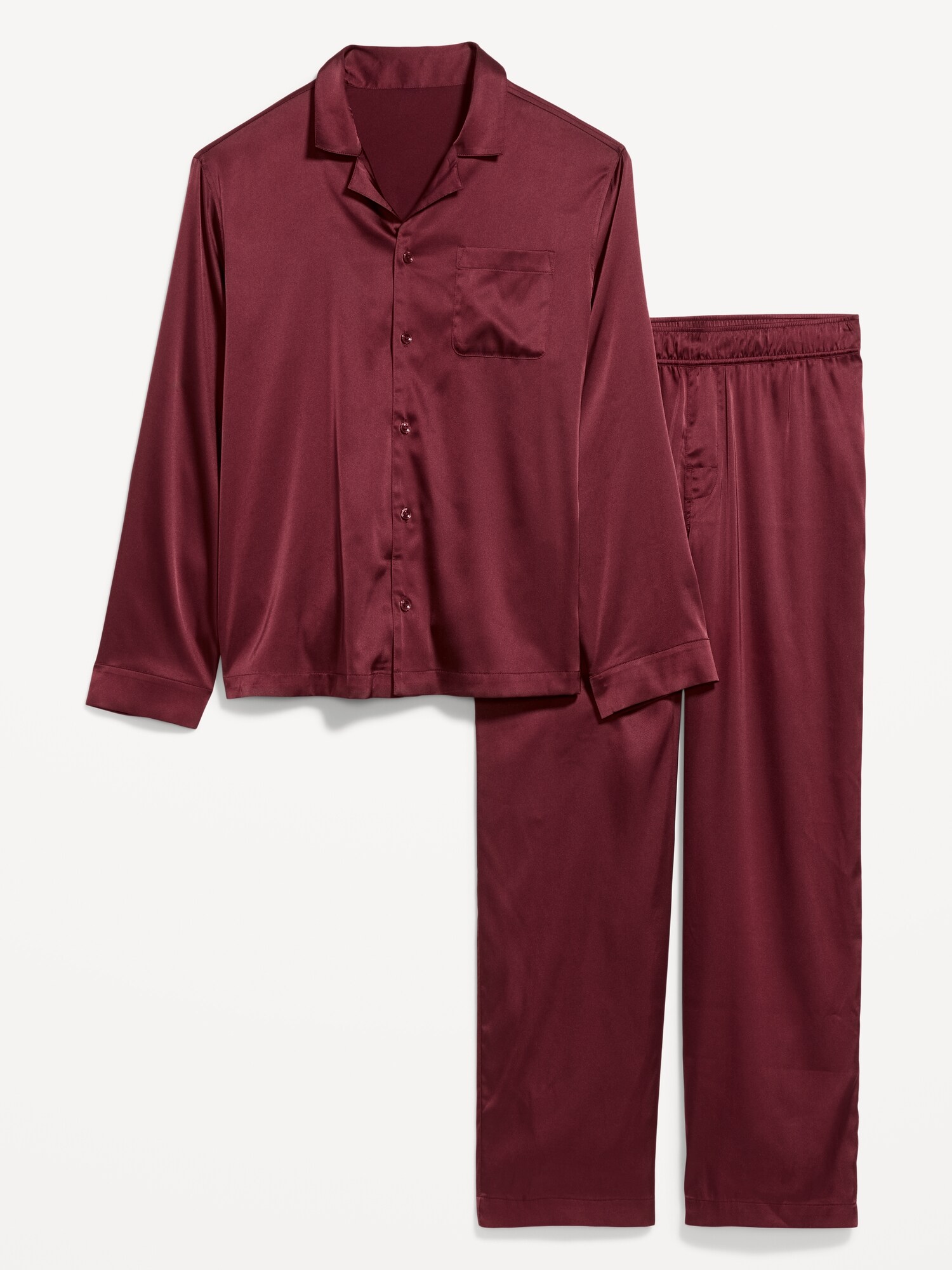 Пижамный комплект для мужчин, атлас — Old Navy, цвет: Тёмно-бордовый красный — фото 3