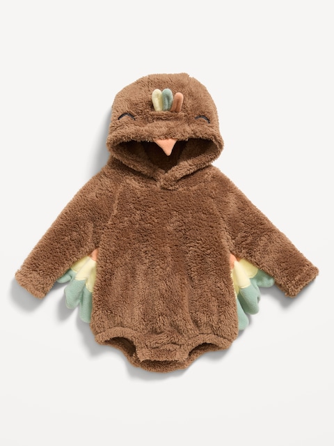 Long-Sleeve Critter Fleece Hooded One-Piece Romper for Baby