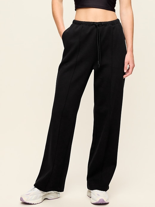 Image number 1 showing, Mid-Rise Dynamic Fleece Textured Wide-Leg Sweatpants
