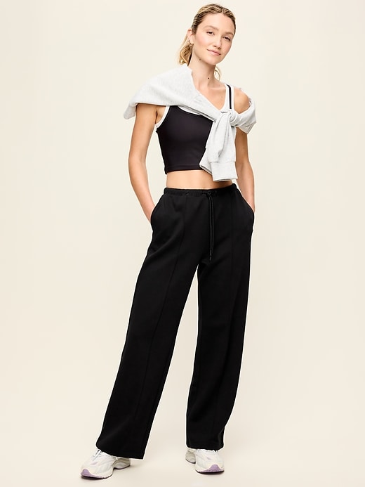 Image number 2 showing, Mid-Rise Dynamic Fleece Textured Wide-Leg Sweatpants