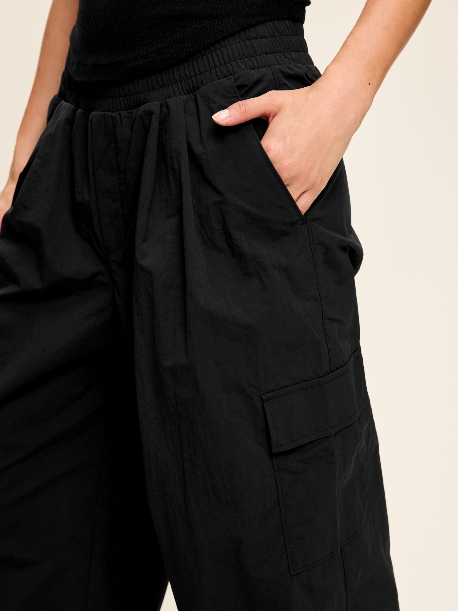 Mid-Rise Woven Utility Pants