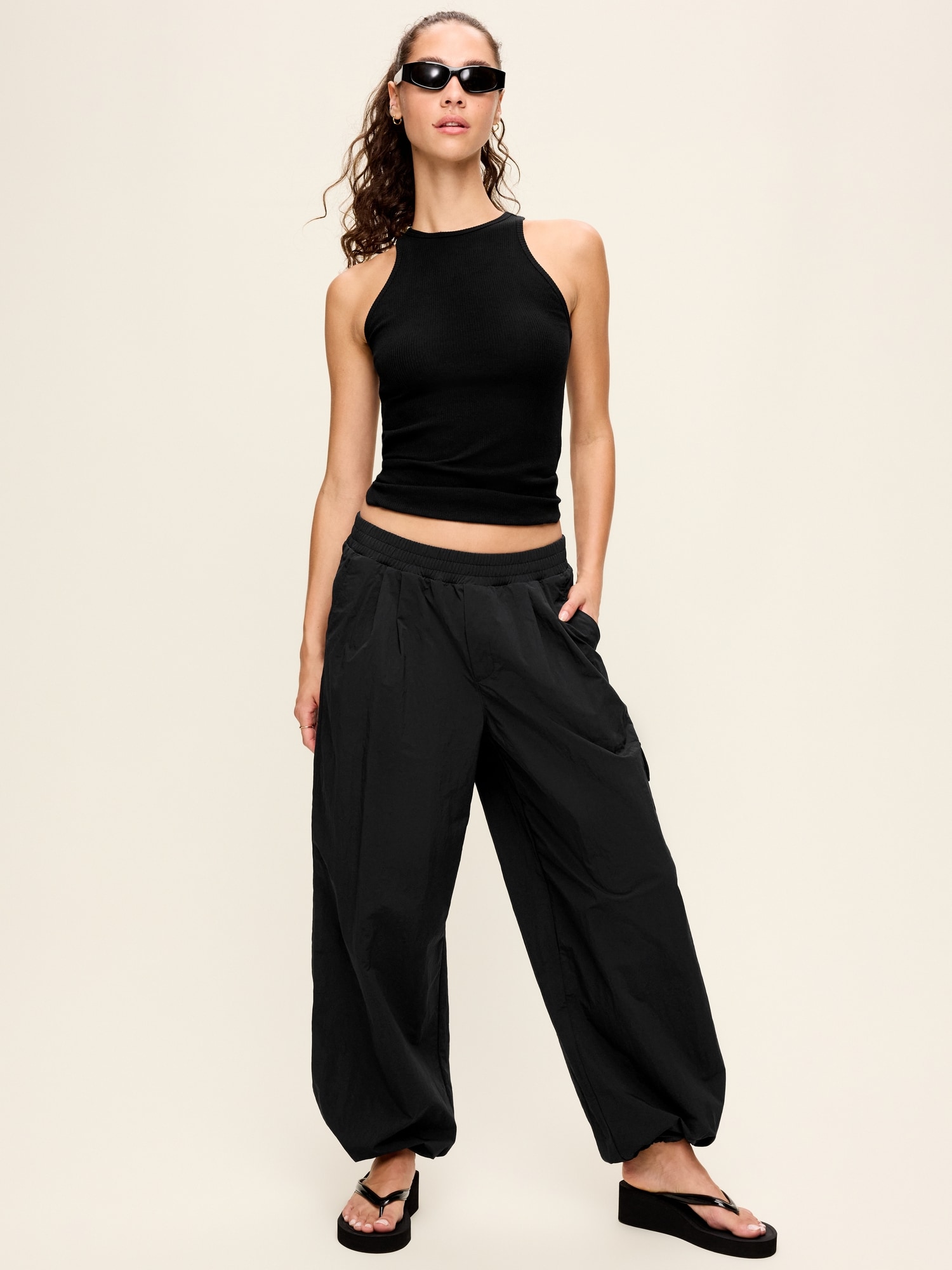 Mid-Rise Woven Utility Pants