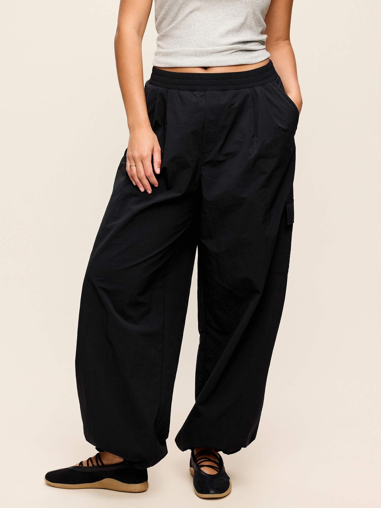 Mid-Rise Woven Utility Pants