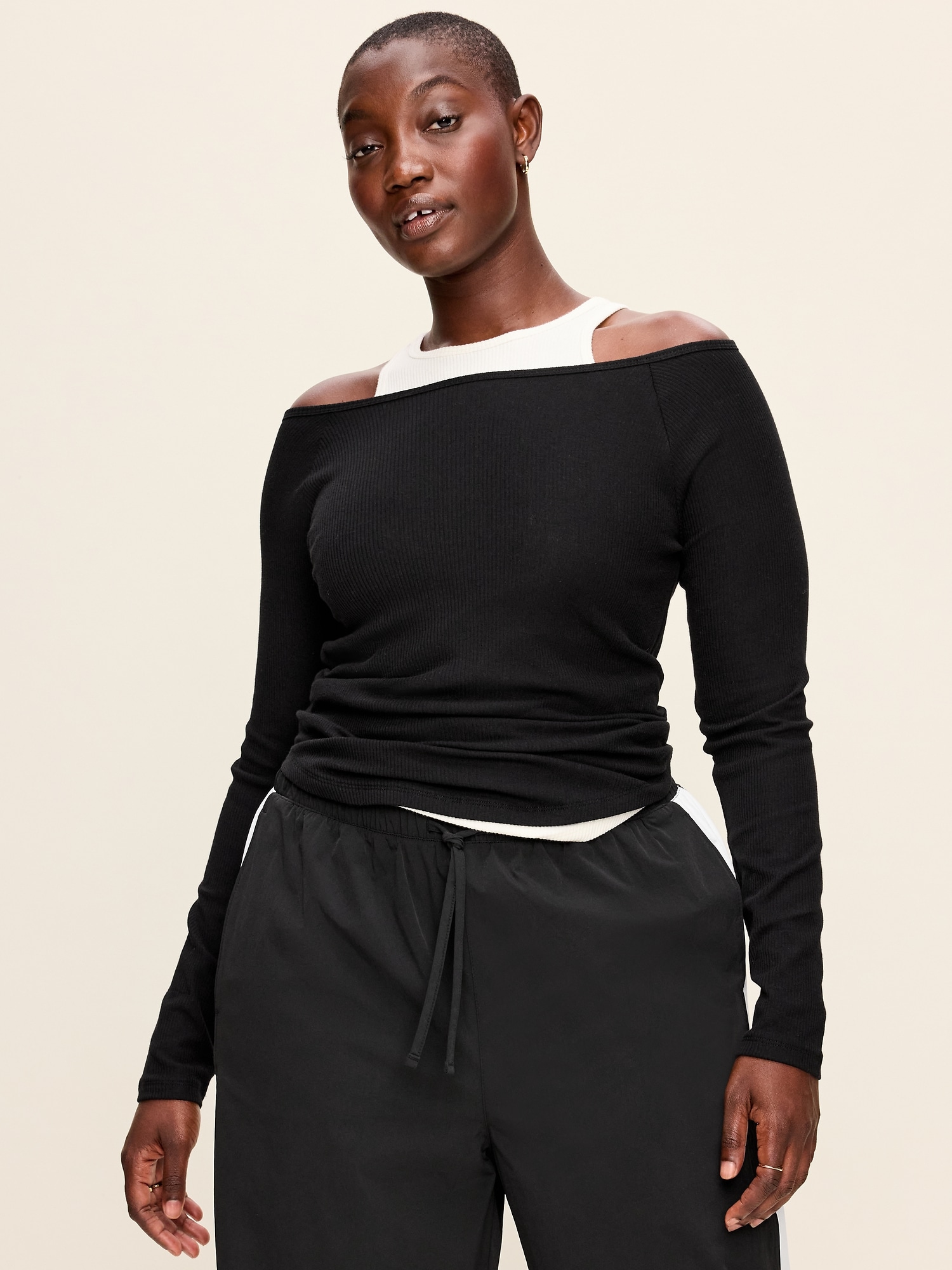 CloudLite Ribbed Long-Sleeve Boatneck Top