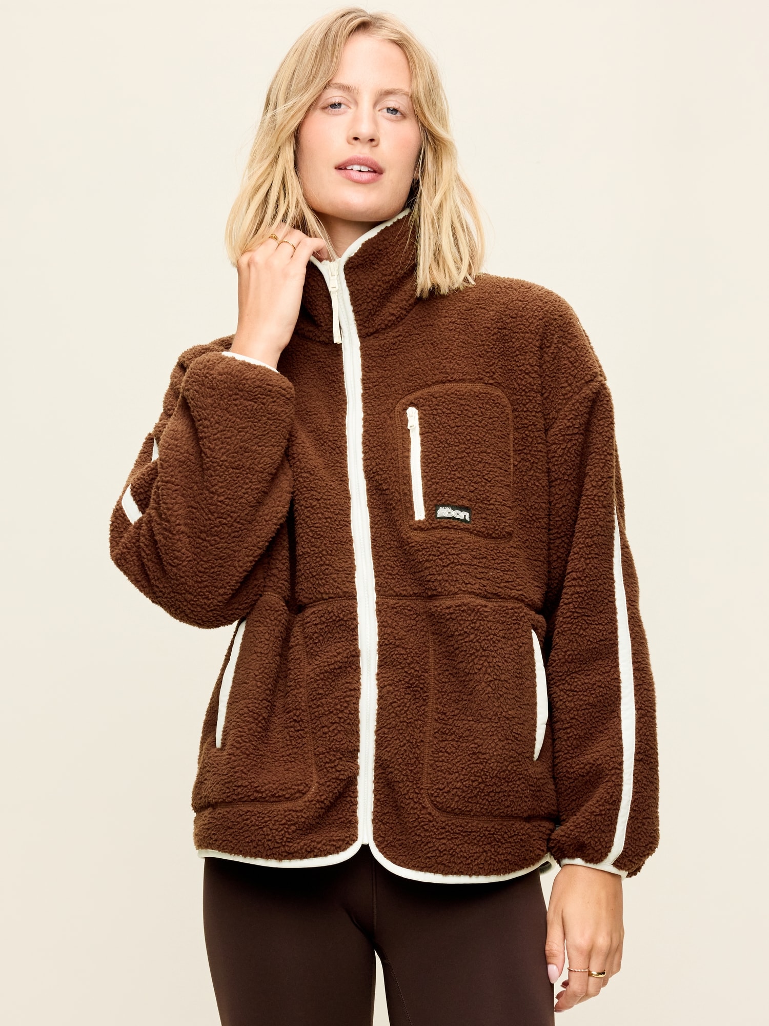 Loose Sherpa Full-Zip Jacket