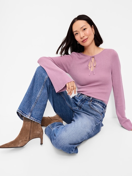 Image number 3 showing, Bell-Sleeve Keyhole Top