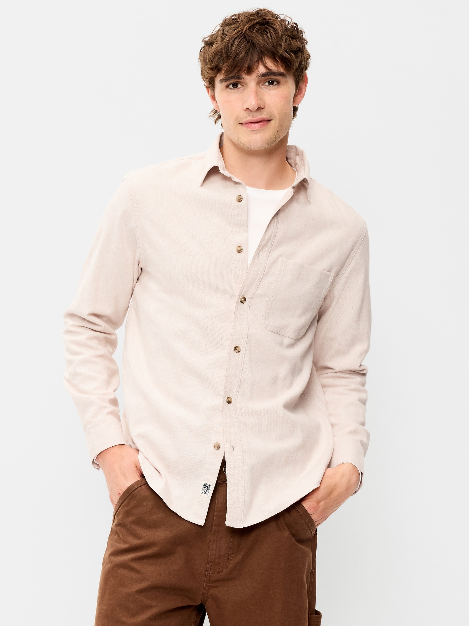 Relaxed Long-Sleeve Flannel Pocket Shirt