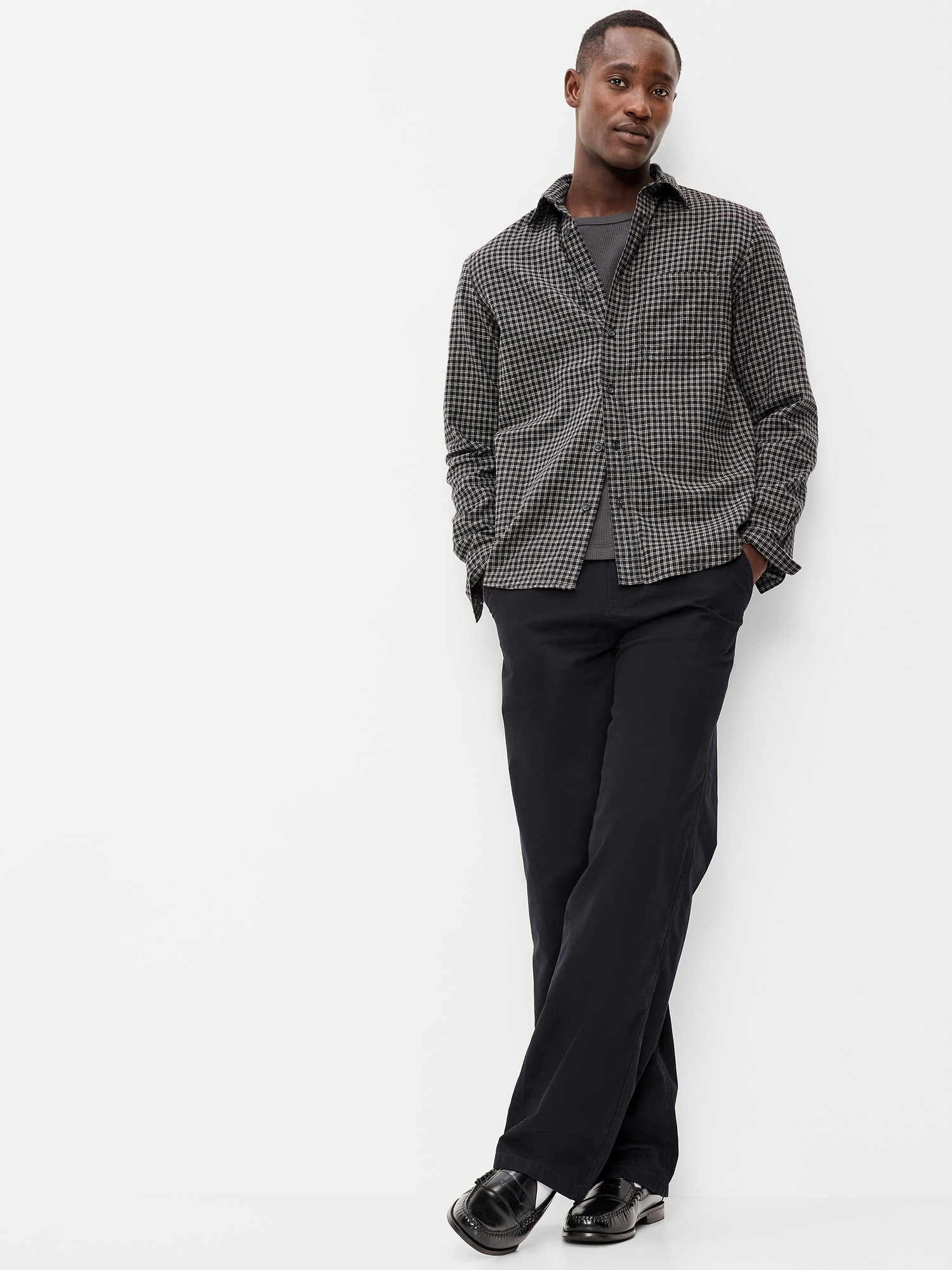 Relaxed Long-Sleeve Plaid Flannel Pocket Shirt