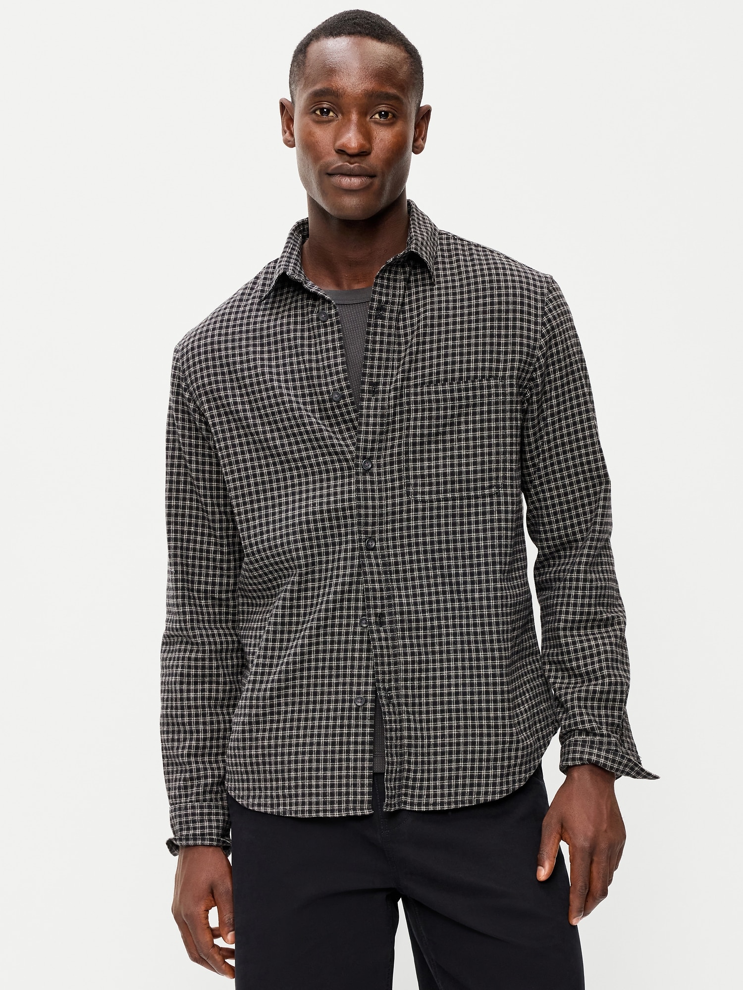 Relaxed Long-Sleeve Plaid Flannel Pocket Shirt