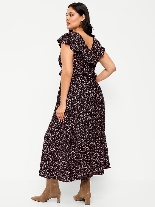 Image number 10 showing, Flutter-Sleeve Crepe Maxi Dress