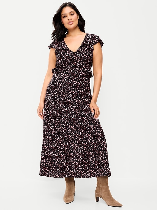 Image number 9 showing, Flutter-Sleeve Crepe Maxi Dress