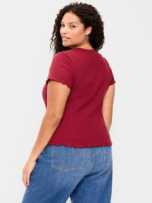 Image number 7 showing, Fitted Waffle-Knit Cropped T-Shirt