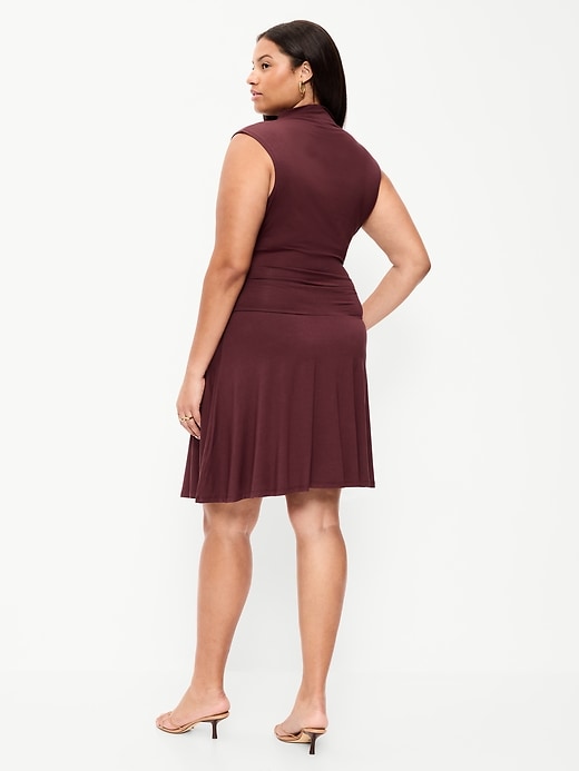 Image number 9 showing, Gathered Mock-Neck Drop-Waist Mini Dress