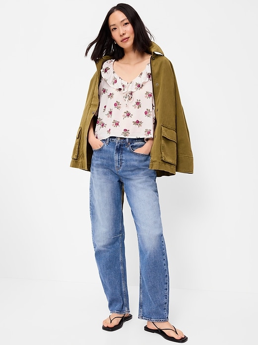 Image number 3 showing, Ruffle Collar Tie-Front Top