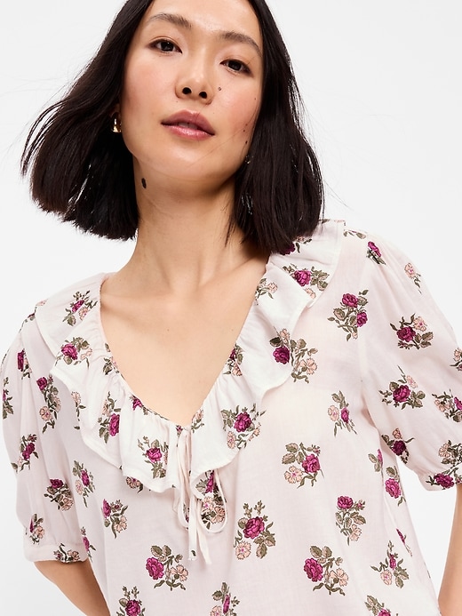 Image number 4 showing, Ruffle Collar Tie-Front Top