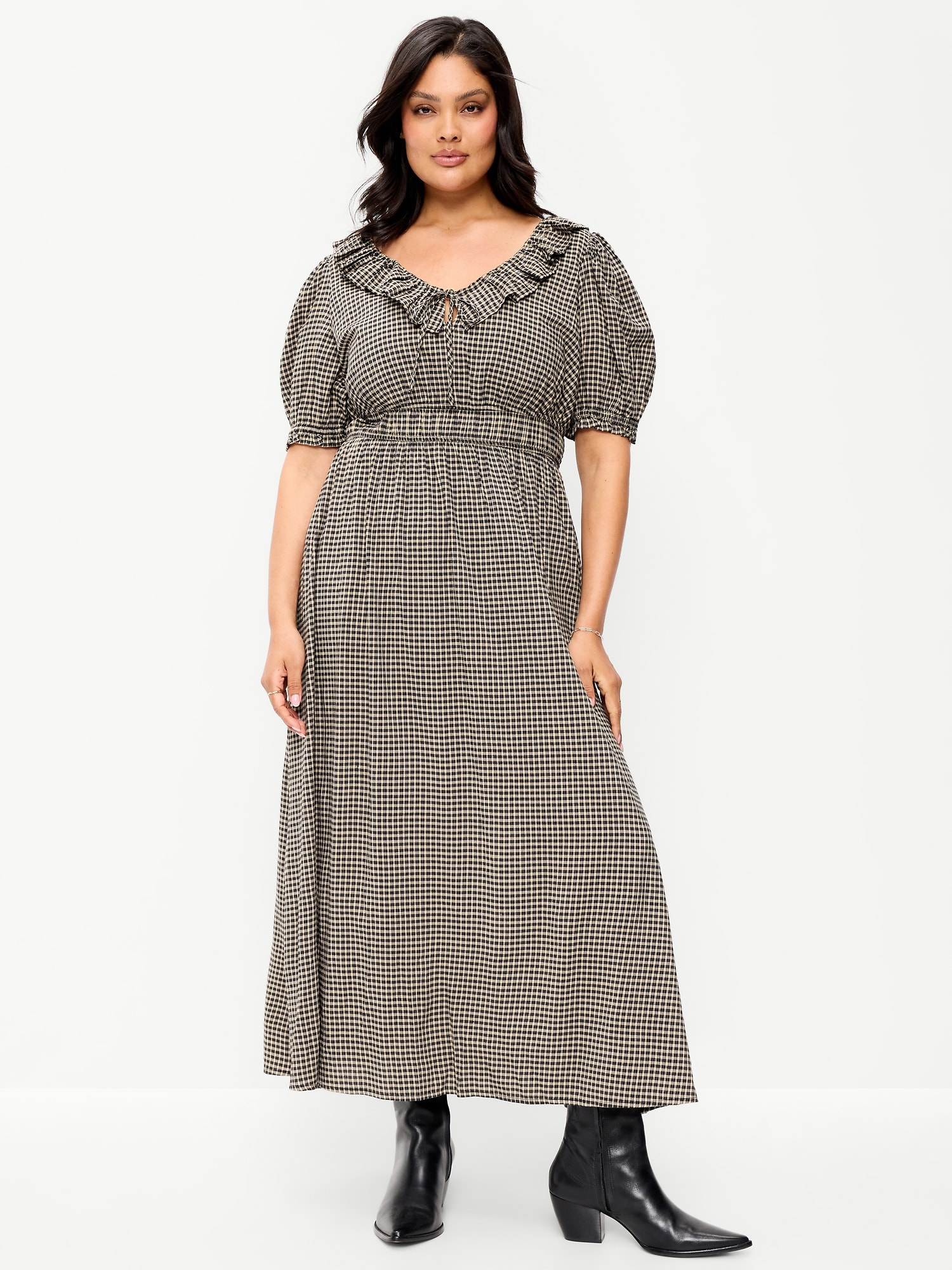 Ruffle-Trim Boho Maxi Dress