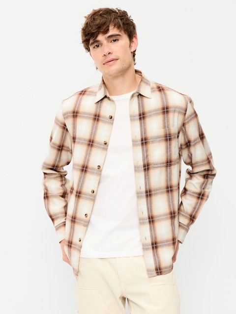 Relaxed Long-Sleeve Plaid Flannel Pocket Shirt